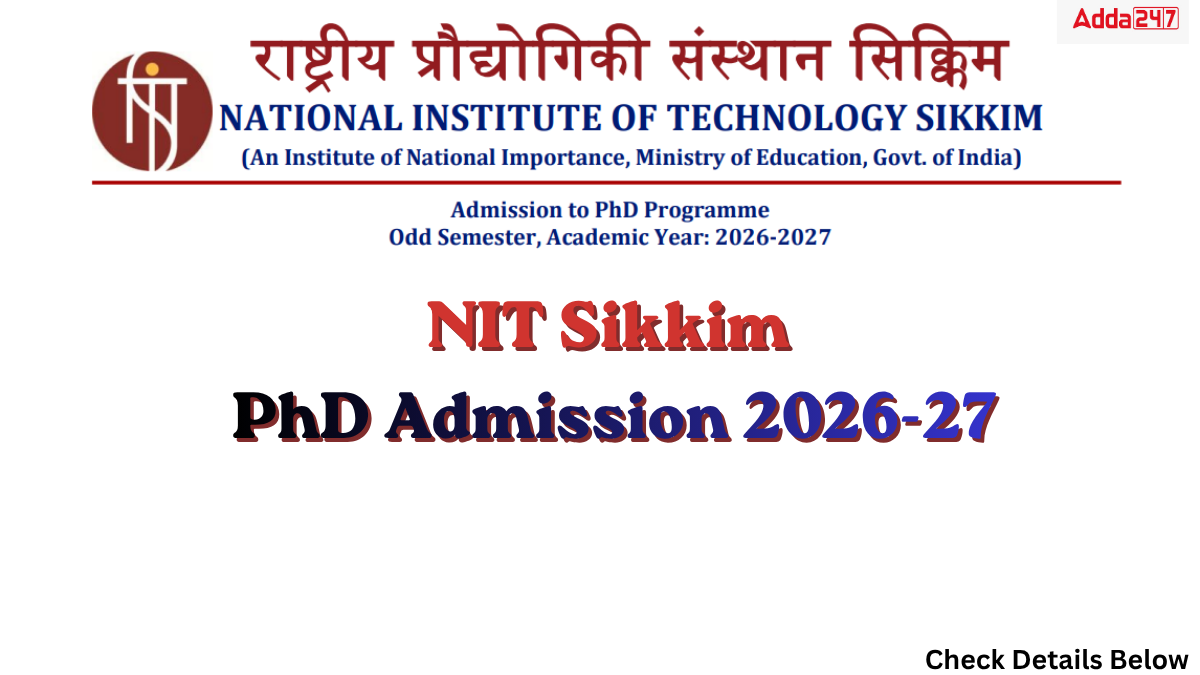 NIT Sikkim PhD Admission 2026-27