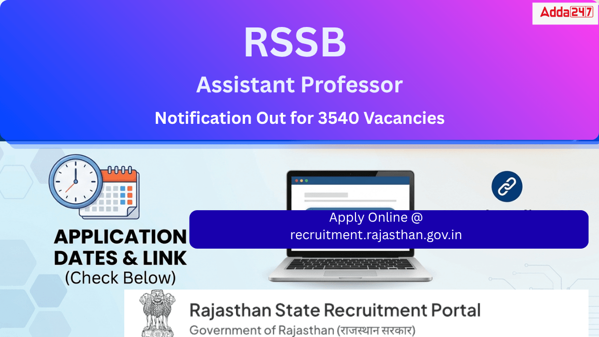 RSSB Assistant Professor Notification 2026 Out for 3540 Vacancies, Check Apply Online Link, Dates
