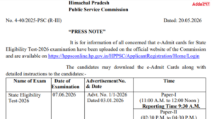 HP SET Admit Card 2026 Out, Download State Eligibility Test Hall Ticket PDF