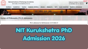 NIT Kurukshetra PhD Admission 2026