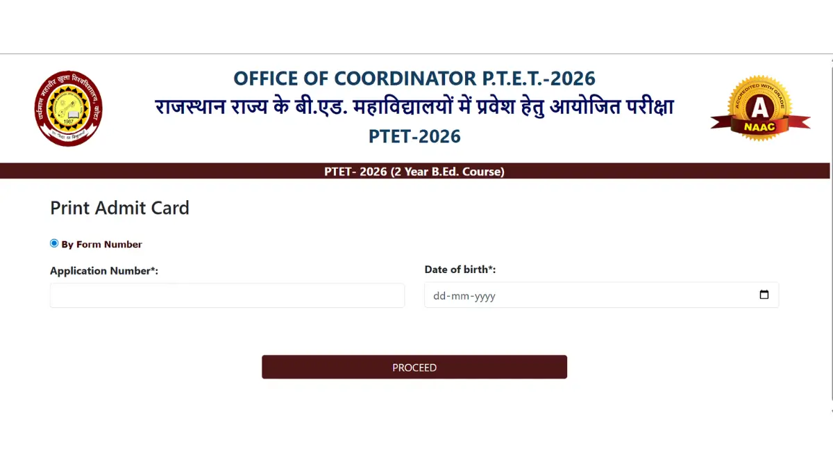 Rajasthan PTET Admit Card 2026