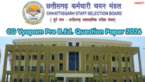 CG Vyapam Pre B.Ed. Question Paper 2026, Download PDF
