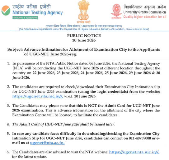 UGC NET Exam City Intimation Slip 2026 Out, Check Exam Centre_2.1