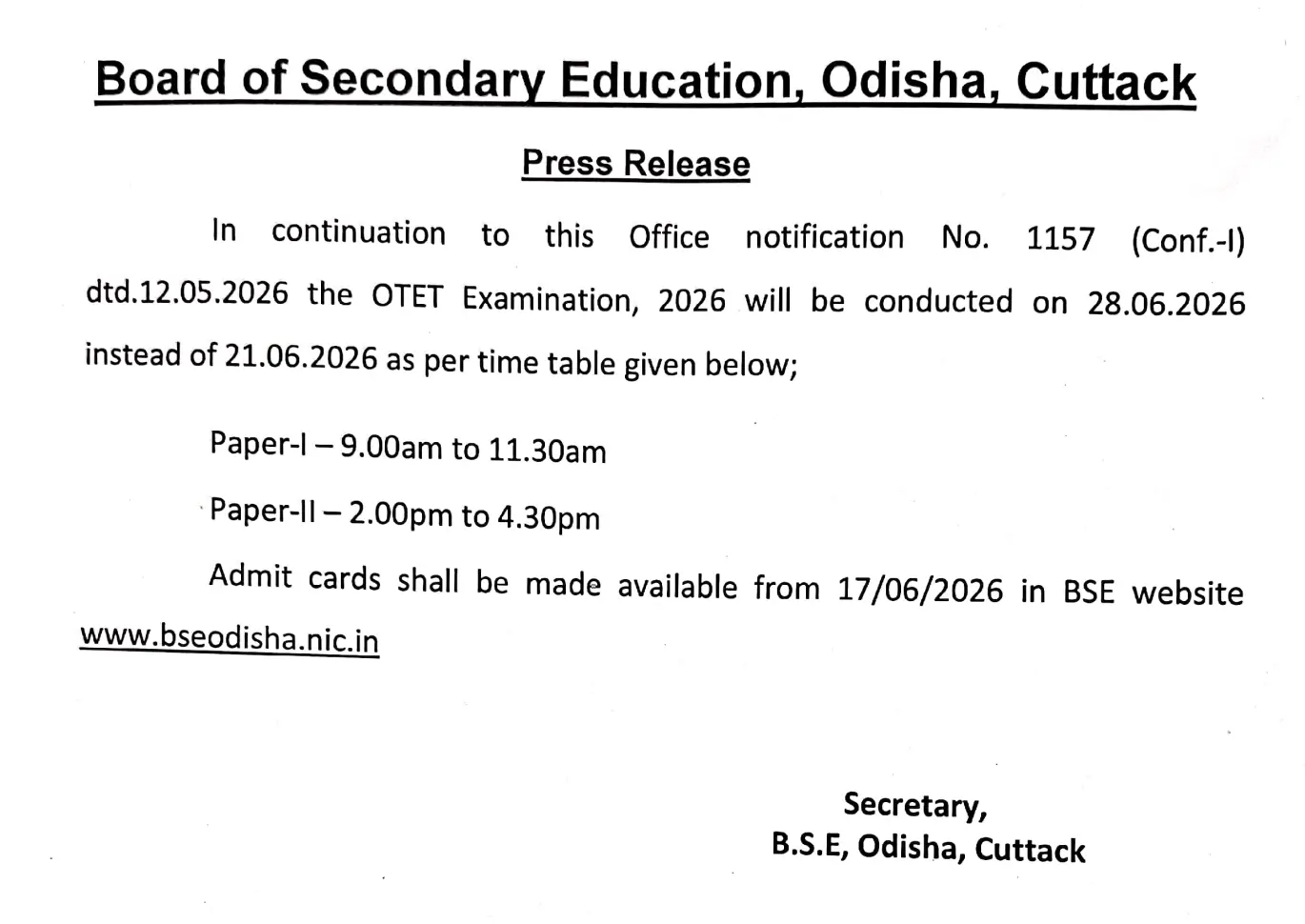 OTET Admit Card 2026 Out @bseodisha.ac.in, Download PDF Now_2.1