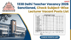 1338 Delhi Teacher Vacancy 2026 Sanctioned, Check Subject-Wise Lecturer Vacant Posts List