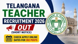 Telangana Teacher Recruitment 2026 Out (Short Notice), Check Apply Online Dates for 202 Posts