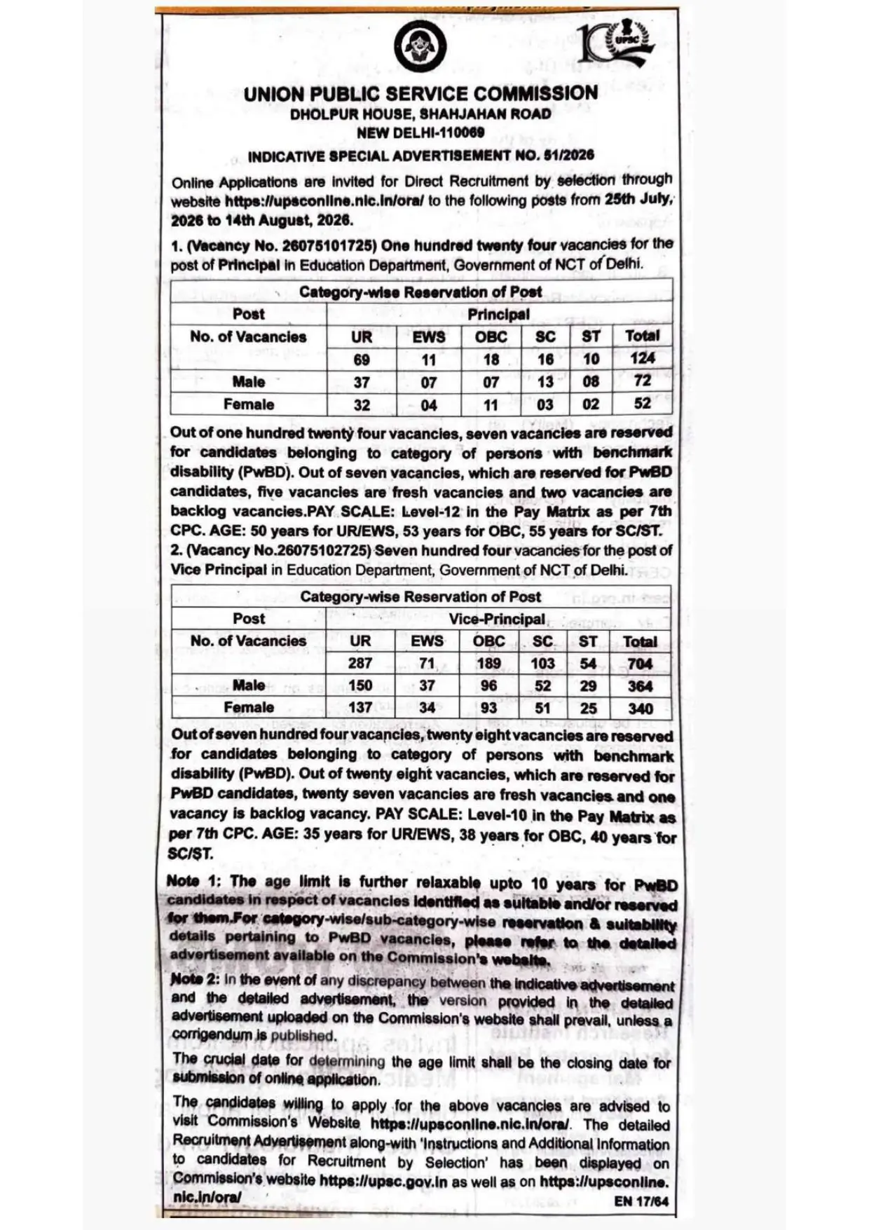 UPSC Principal and Vice-Principal Recruitment 2026 Notification Out for 828 Vacancies, Check Apply Online Link_2.1