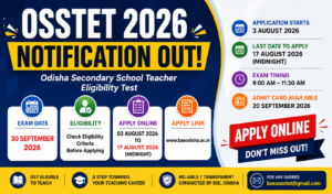 OSSTET 2026 Notification Out, Eligibility and Apply Link