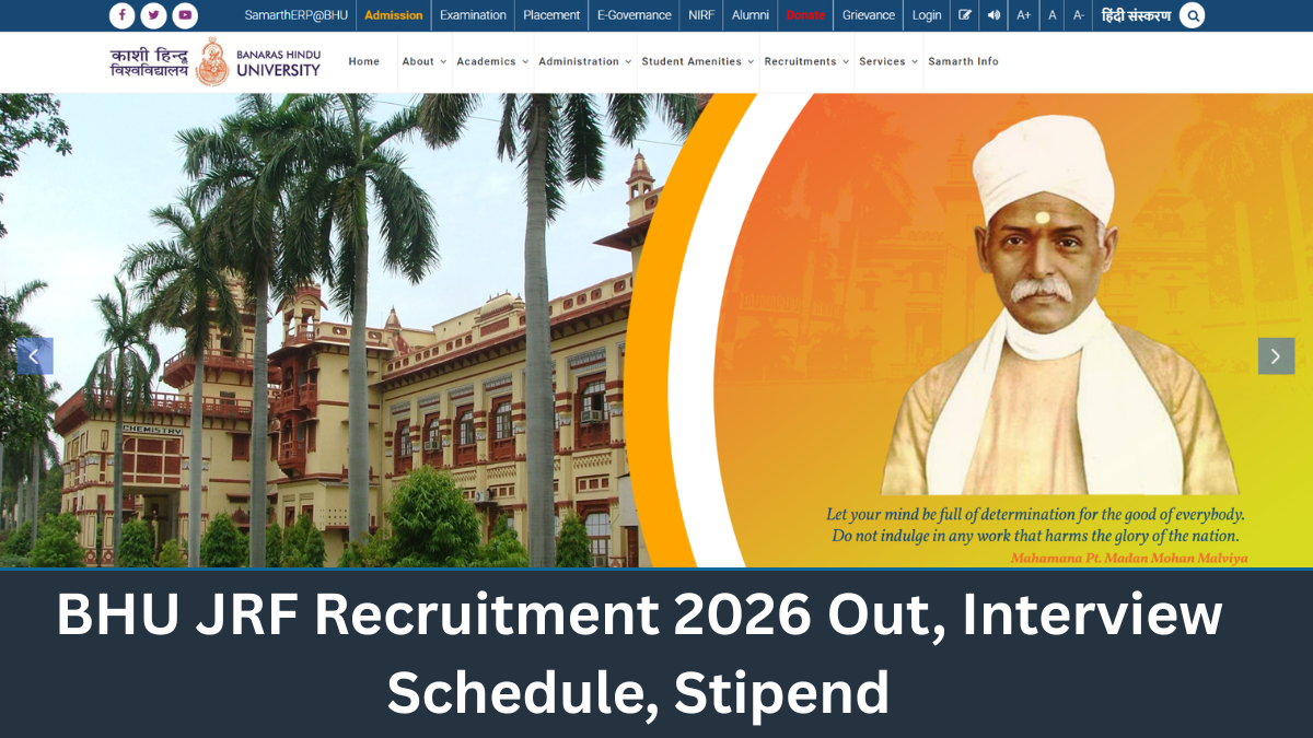 BHU JRF Recruitment 2026 Out, Interview Schedule, Stipend