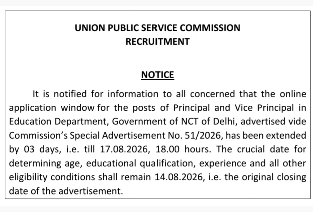 UPSC Principal and Vice Principal Recruitment 2026 Out for 828 Vacancies, Apply Link Extended_2.1
