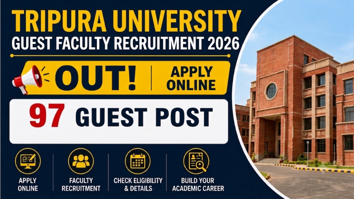 Tripura University Guest Faculty Recruitment 2026 Out, Apply Online for 97 Posts