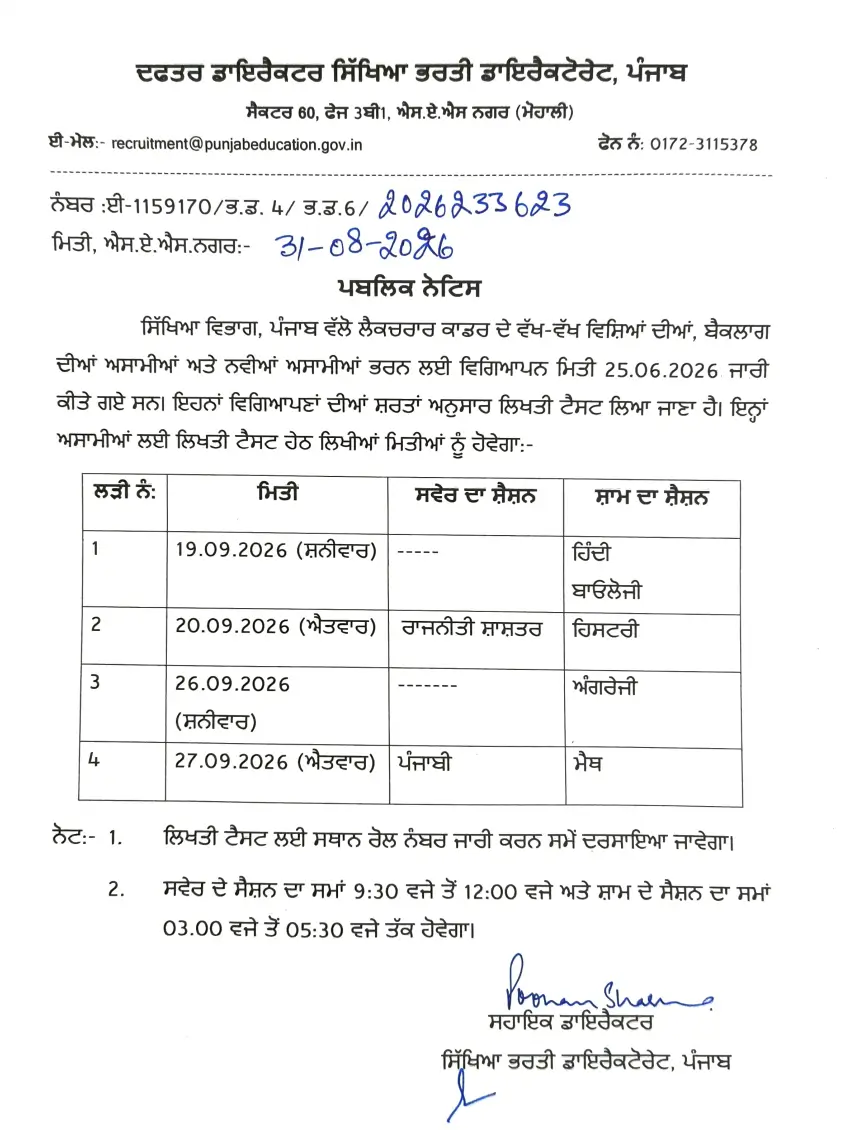 Punjab Lecturer Recruitment 2026 Out (1013 Vacancies), Eligibility, Selection Process_2.1