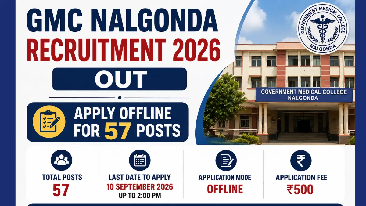 GMC Nalgonda Recruitment 2026 Out, Apply Offline for 57 Posts