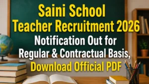 Saini School Teacher Recruitment 2026 Notification Out for Regular & Contractual Basis, Download Official PDF