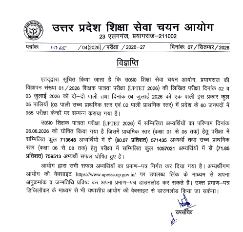 UPTET Certificate 2026 Out @upessc.up.gov.in, Get Download Link Here_2.1
