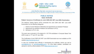 CSIR NET June 2026 Certificate Out, Download Here