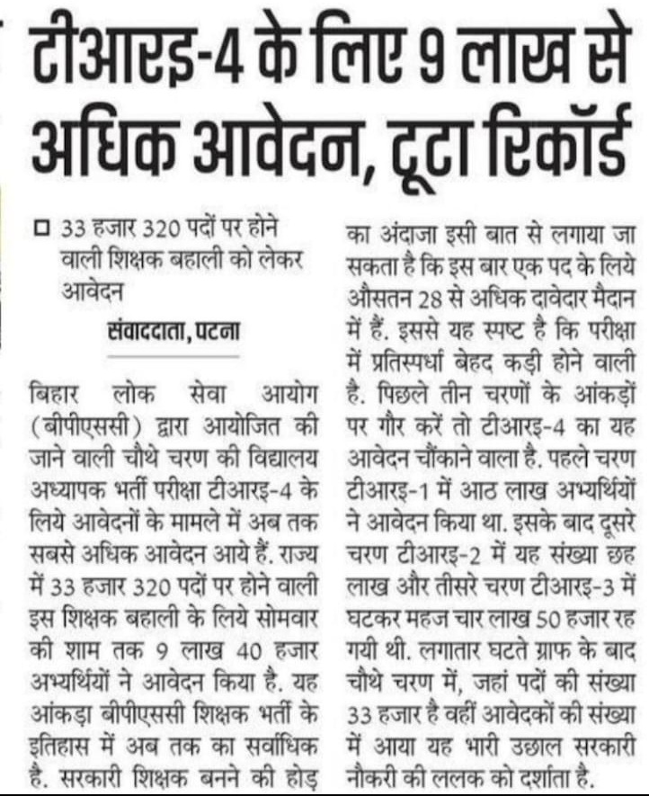 BPSC TRE 4.0 Recruitment 2026, Over 9 Lakh Applications Received for 33,320 Teacher Posts_2.1