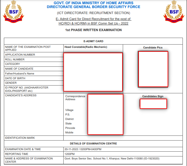 BSF RO RM Admit Card 2022 Out, Download Now 8 Admit Card