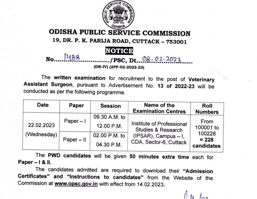 OPSC Veterinary Assistant Surgeon Exam Date 2023 Check Exam Date_3.1