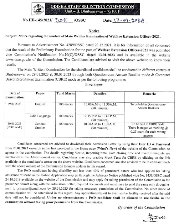 OSSC WEO Mains Exam Date 2023 Check WEO Exam Date Details_3.1