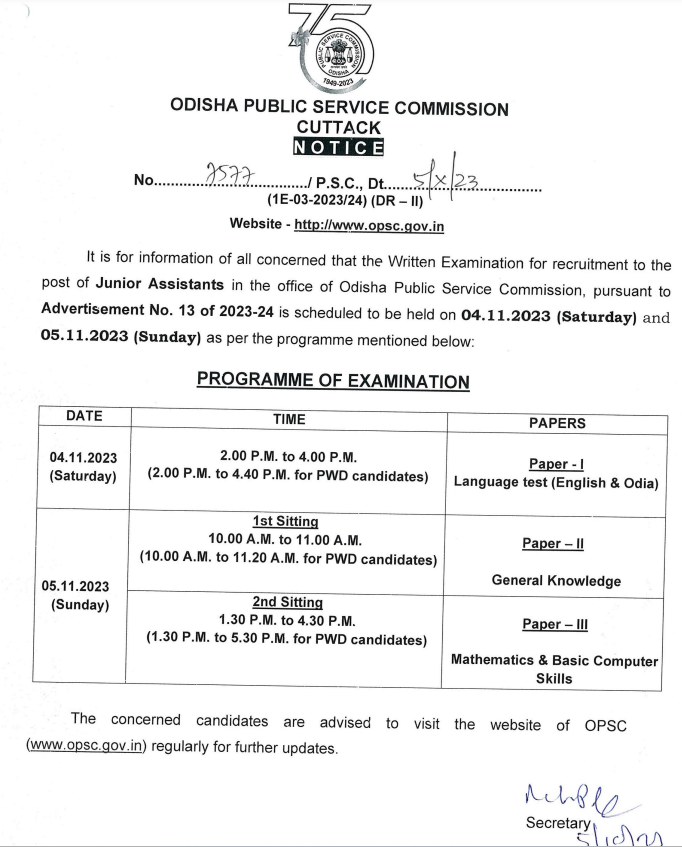 OPSC ଜୁନିଅର ଆସିଷ୍ଟାଣ୍ଟ ପରୀକ୍ଷା ତାରିଖ 2023 PDF ଡାଉନଲୋଡ୍ କରନ୍ତୁ – Odia govt jobs_4.1