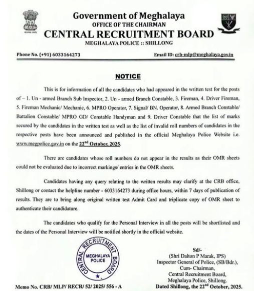 Meghalaya Police Result 2025 Out @megapolice.gov.in, Download Merit List PDF_4.1