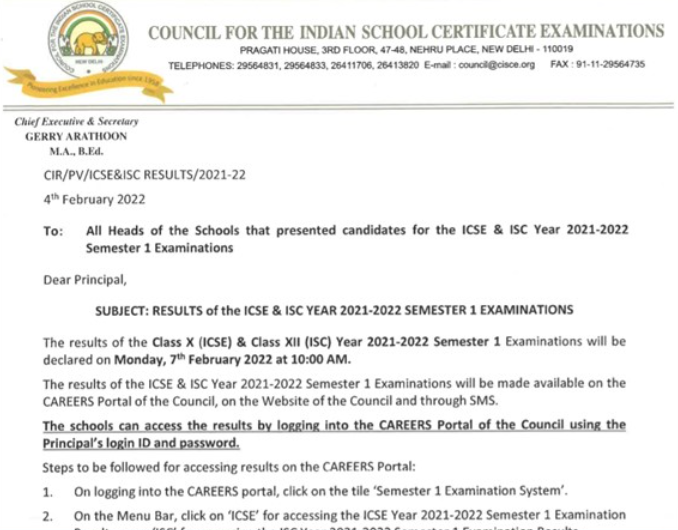 ICSE Semester 1 Result Date 2021-2022_50.1