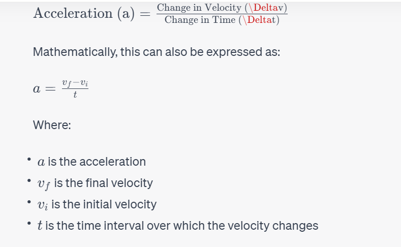 Acceleration formula