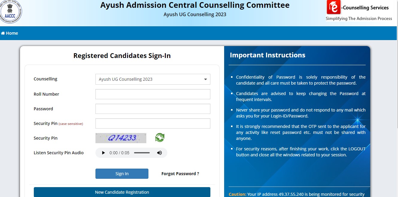 AYUSH NEET UG Counselling 2023- Round 1 Registration Link Active -_4.1