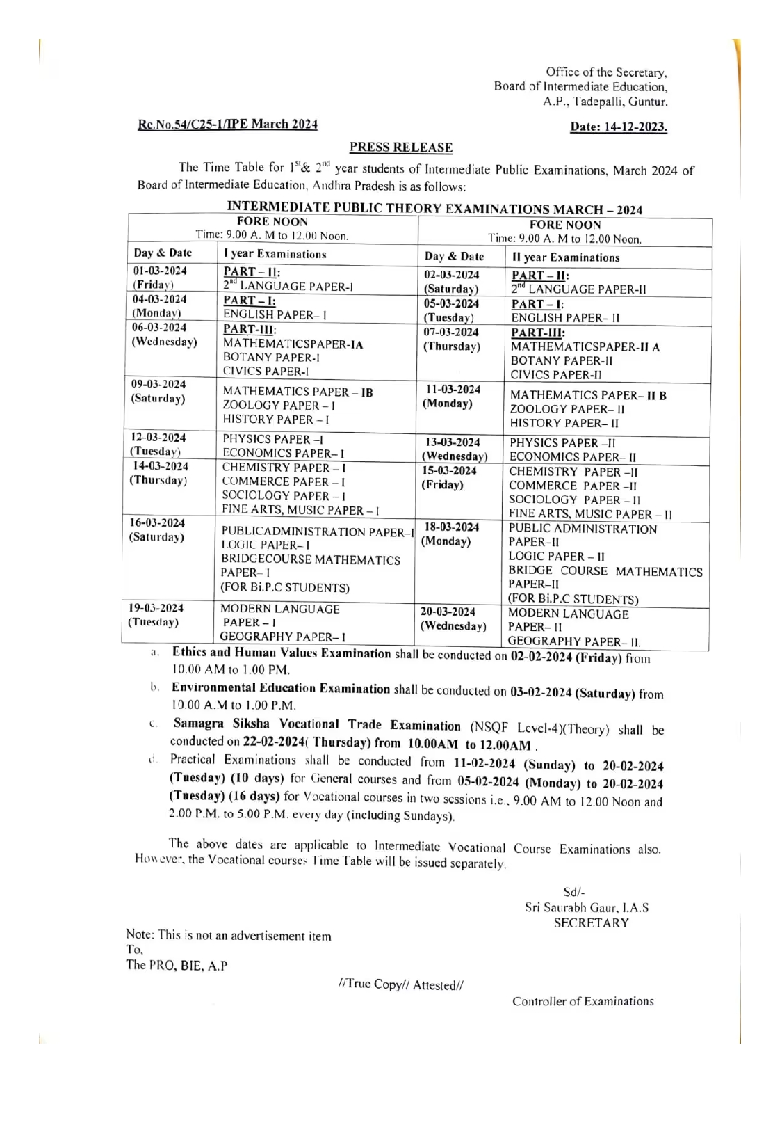 AP Inter Exam Date 2024, Check Andra Intermediate Exam Time Table 2024 1st & 2nd year -_3.1