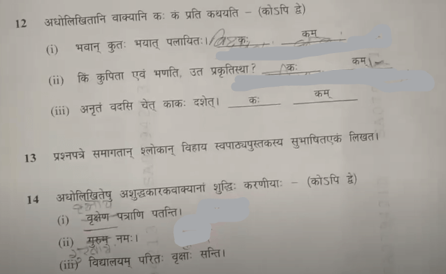 MP Board Class 10th Sanskrit Question Paper 2024, Download Answer Key PDF -_13.1