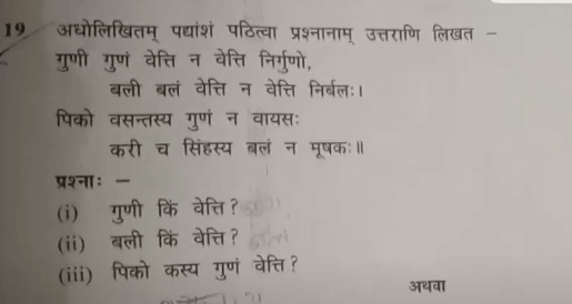 MP Board Class 10th Sanskrit Question Paper 2024, Download Answer Key PDF -_17.1