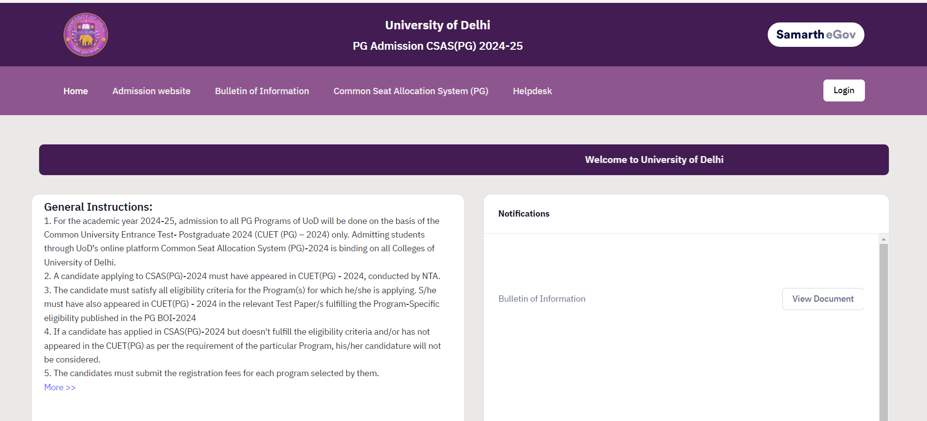 DU PG Round 1 Seat Allotment Result 2024