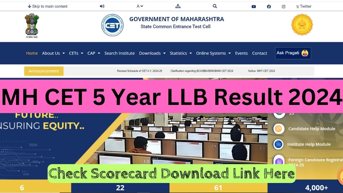 MH CET 5 Year LLB Result 2024