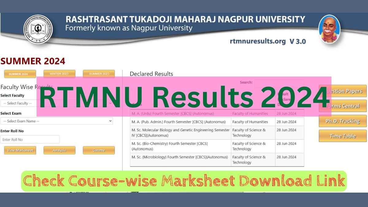 RTMNU Result 2025 Out, 1st, 2nd, 3rd, 4th, 5th, 6th Semester Marksheet Download Link