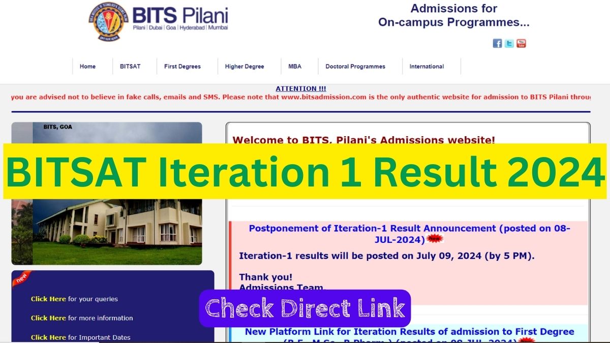 BITSAT Iteration 1 Result 2024