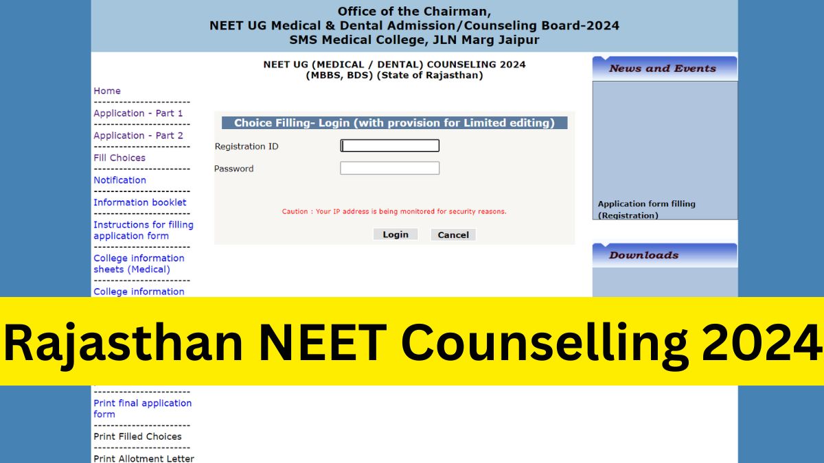Rajasthan NEET Counselling 2024 Check Round wise Admission process
