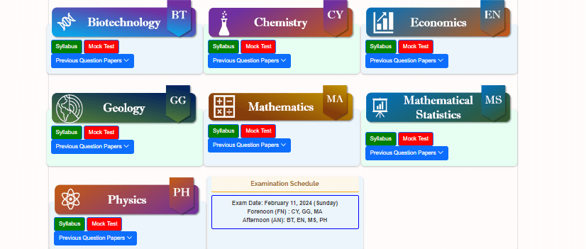 IIT JAM Previous Year Question Paper official website 