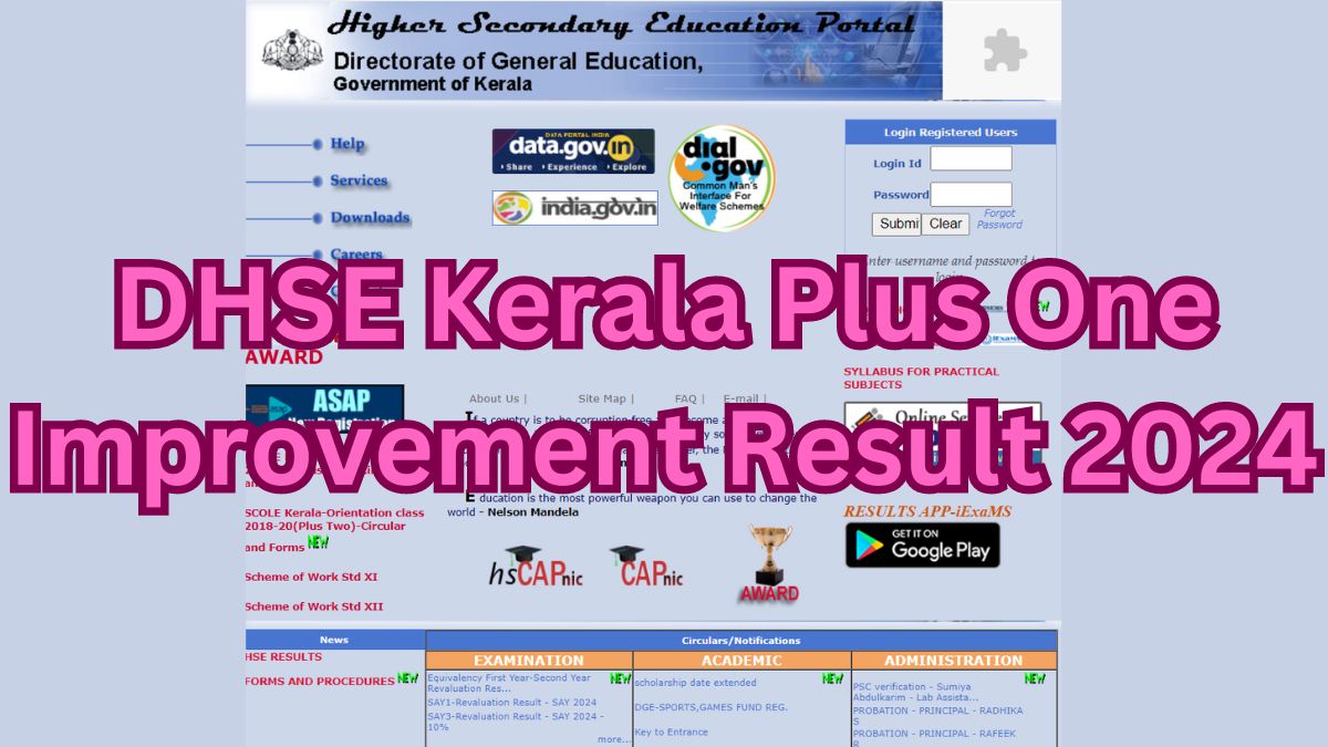 DHSE Kerala Plus One Improvement Result 2024