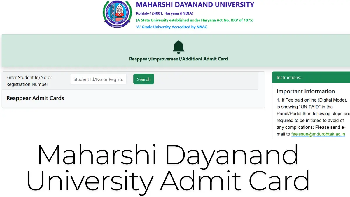 MDU Admit Card
