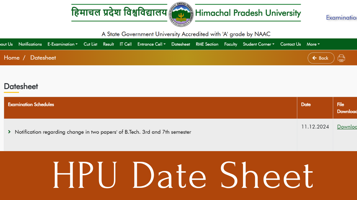 HPU Date Sheet 2025