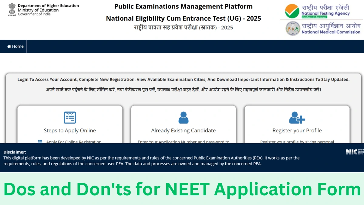 Dos and Don'ts for NEET UG 2025 Application Form
