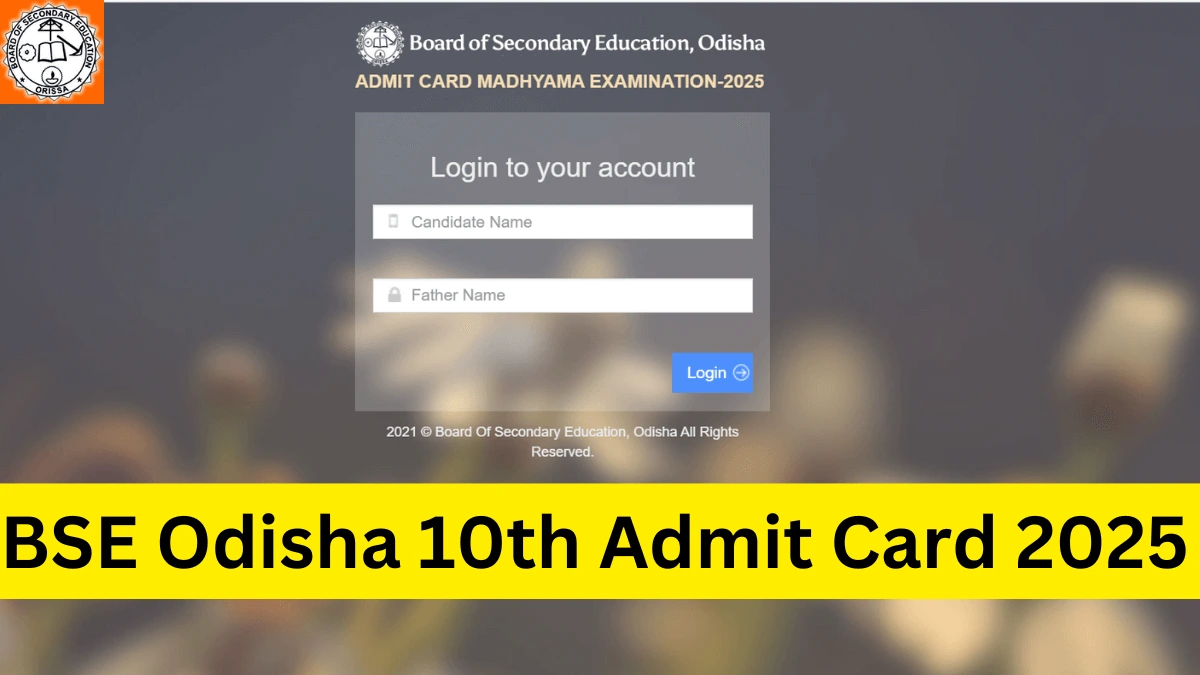 BSE Odisha 10th Admit Card 2025
