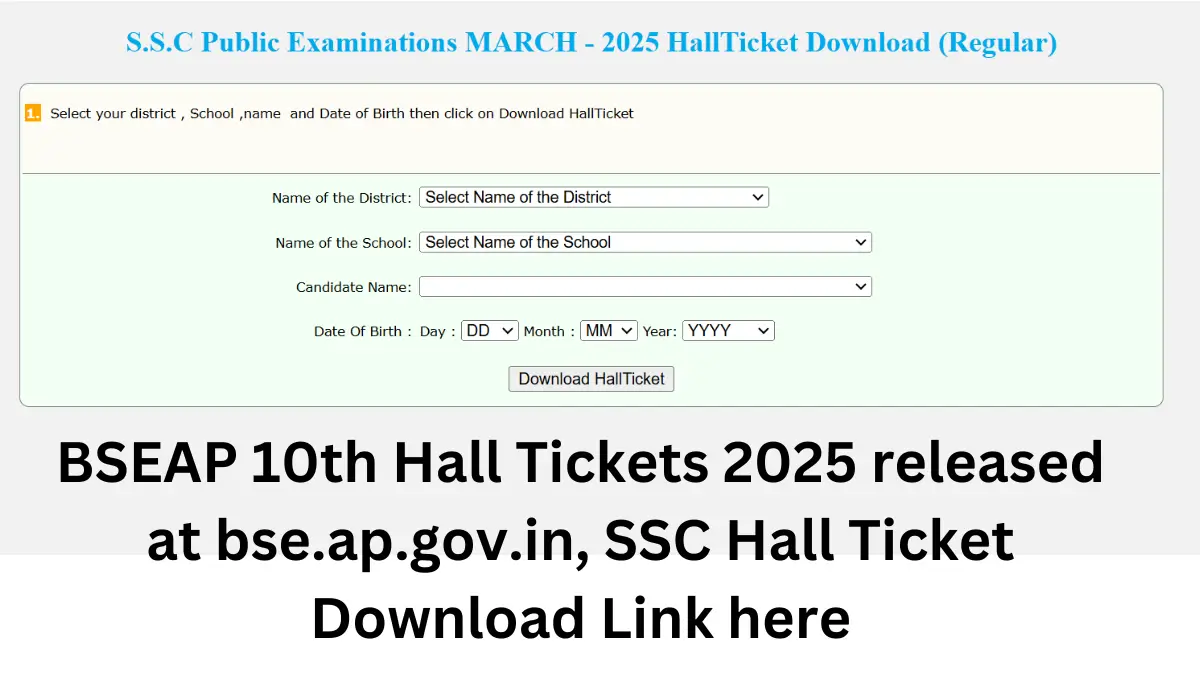 BSEAP 10th Hall Tickets 2025