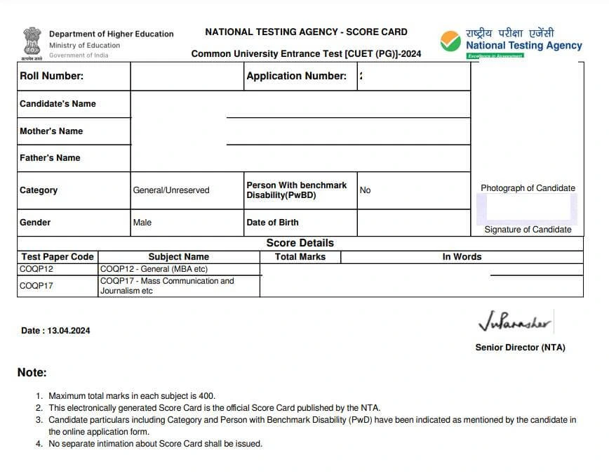 CUET PG 2025 Result Scorecard Download