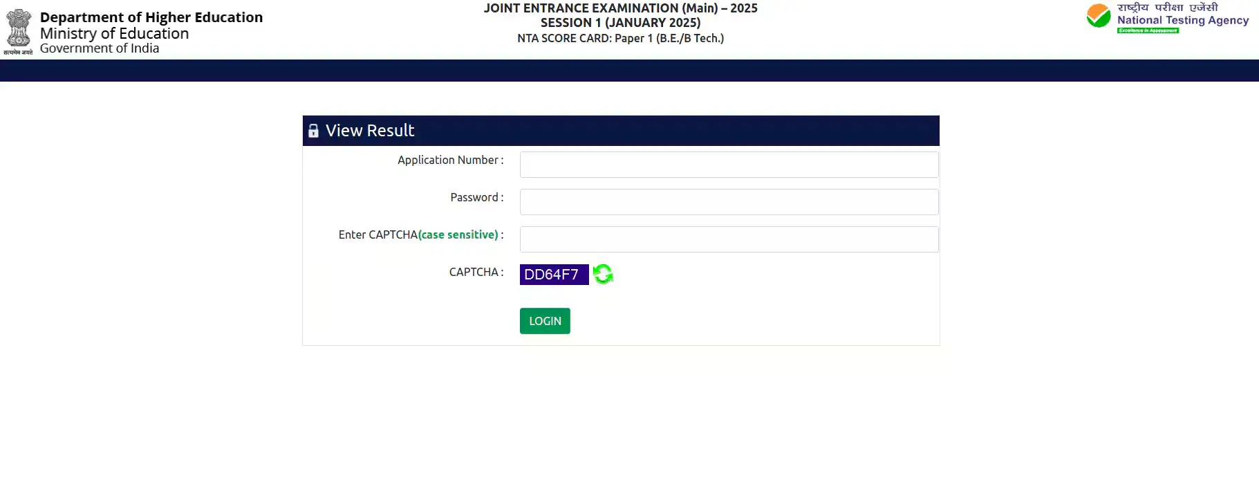 NTA JEE mains Result 2025