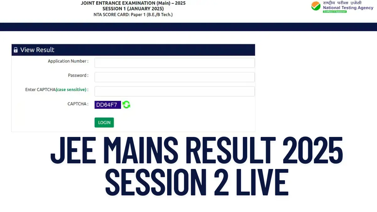 JEE Mains Result 2025 Session 2 Live