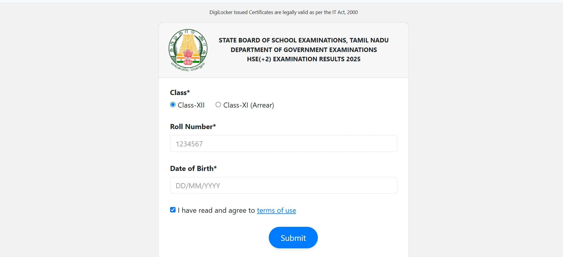Tamil Nadu HSE +2 Result 2025