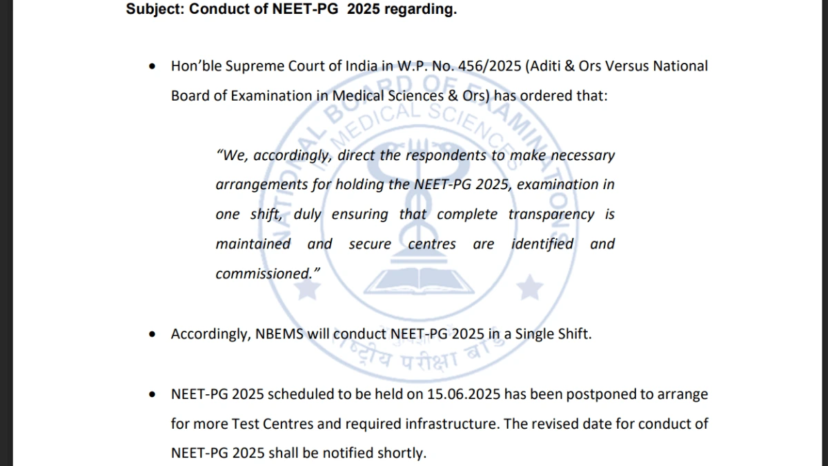 NEET PG 2025 Postponed