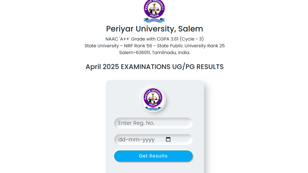 Periyar University Results 2025